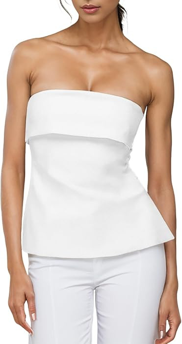 Strapless Tube Tops for Women Going Out Bandeau Trendy Summer | Amazon (US)