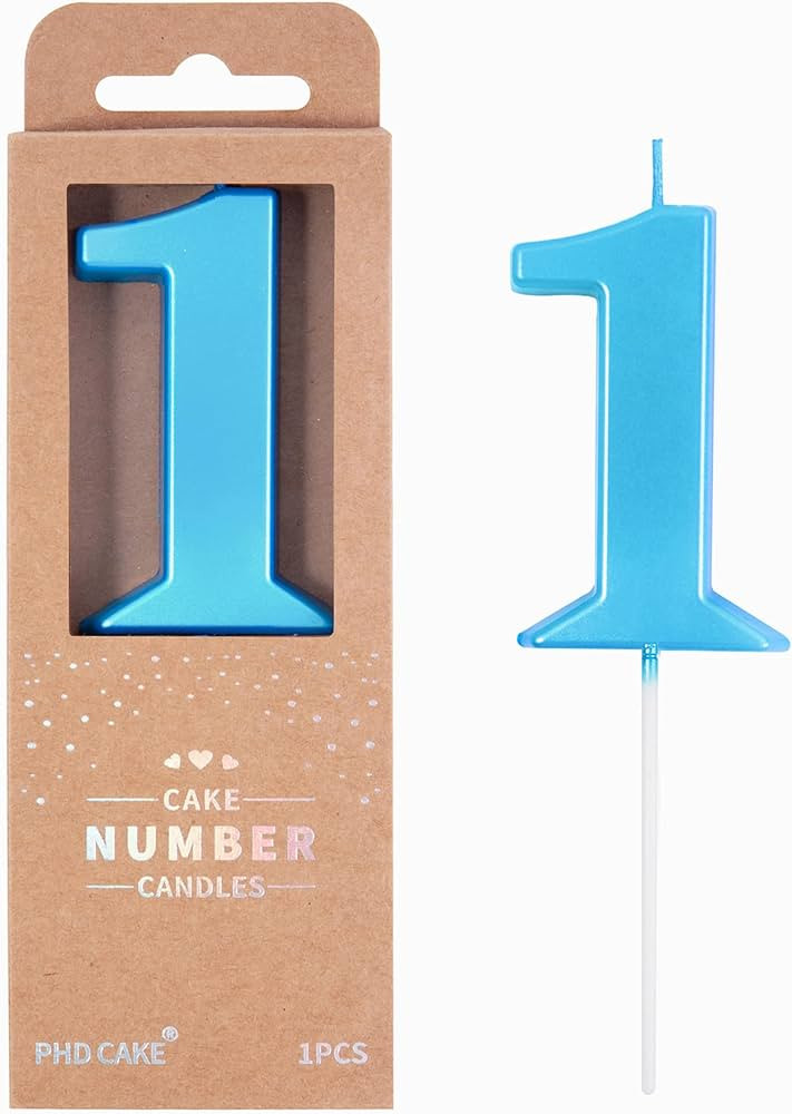 PHD CAKE 2.76 Inch Modern Blue 1 Number Birthday Candles, Blue Number Candles, Cake Number Candle... | Amazon (US)