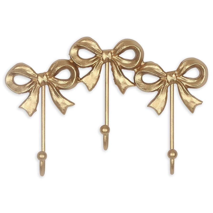 Triple Bows Hook,Wall Mounted Functional Hooks,Antique Gold Cast Iron Hook for Coats,Hats,Bags, B... | Amazon (US)
