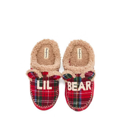 Dearfoams Kid's Lil Bear Clog Slipper - Plaid Size 13-1 | Target