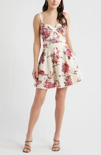 Lace Detail Floral Tiered Minidress | Nordstrom