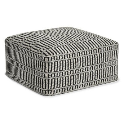 Wonda Square Woven PET Polyester Pouf Black/White - WyndenHall: UV & Water-Resistant, Indoor/Outdoor Use | Target