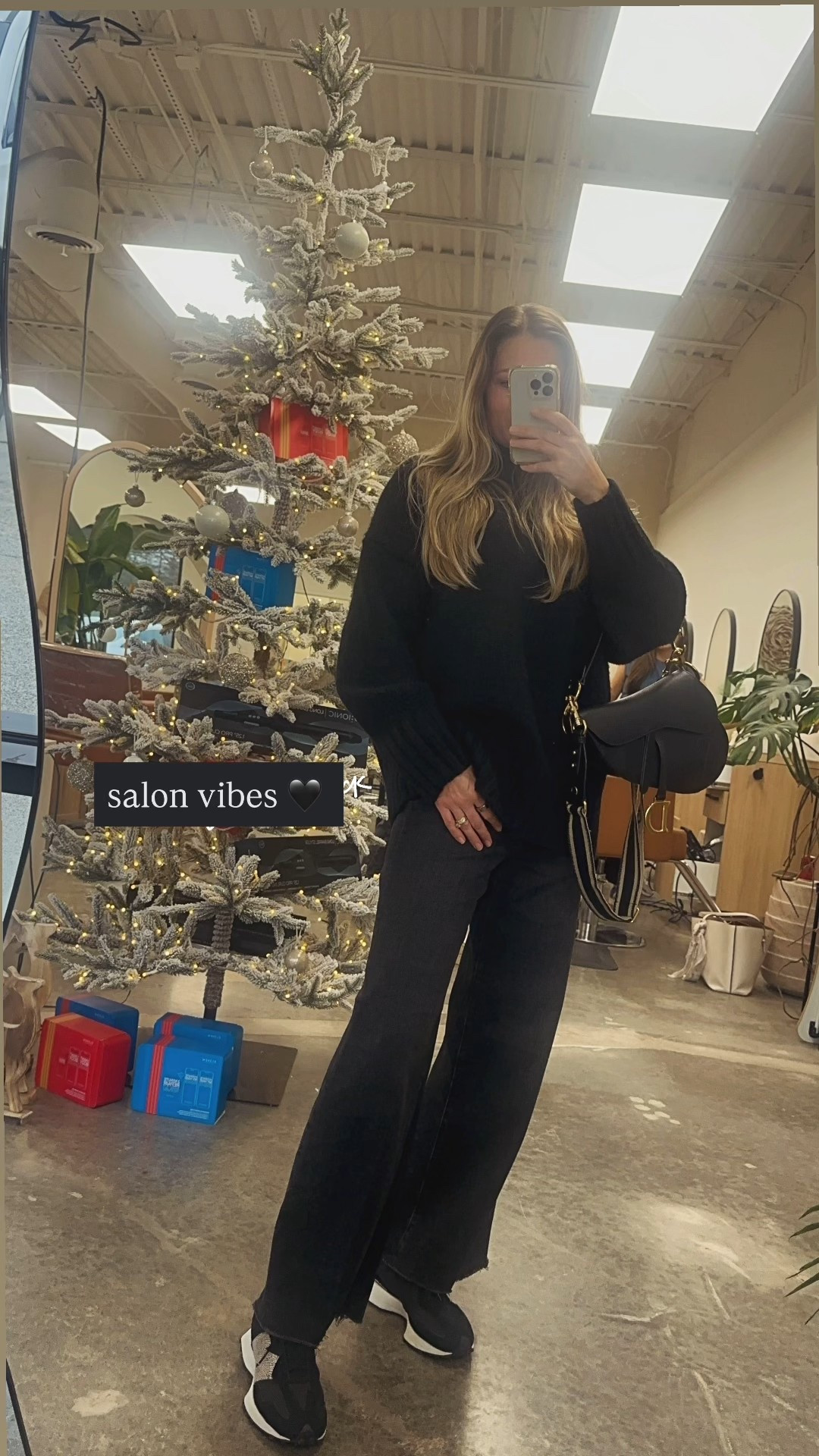 Fit check while I’m waiting on my daughter to get her haircut… I rarely wear black but these @onequince pieces are so good, I made an exception. 
The jeans come in many different washes and lengths! 🙌🏼

*wearing sweater size M, jeans 26

#winteroutfitideas #tonaloutfit #blackjeans #funelneck #cozyknit #newbalanace 

#LTKootd #LTKdayinmylife #LTKmomlife