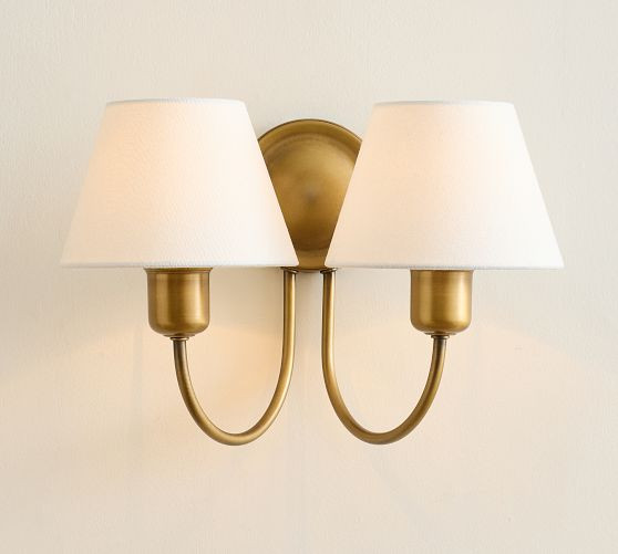 Holmes Linen Shade Double Sconce (15") | Pottery Barn (US)