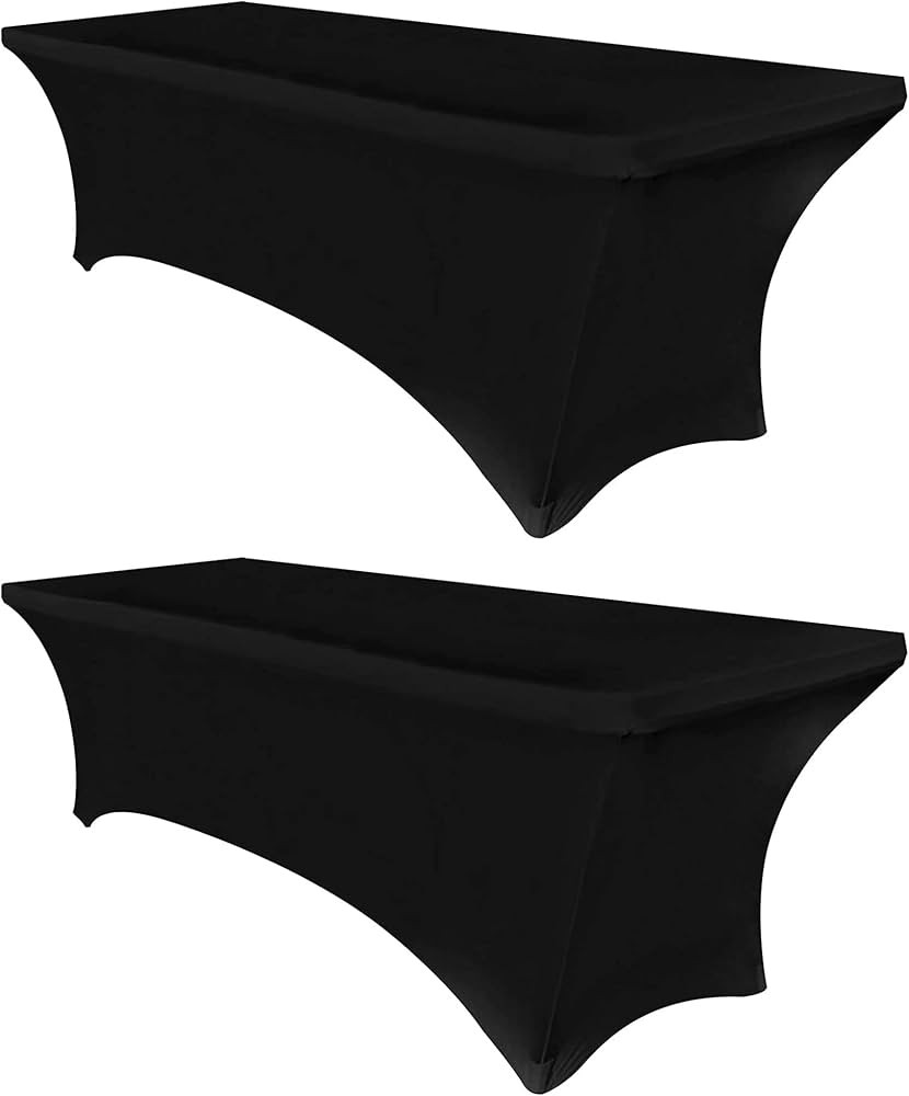 Obstal 6ft Stretch Black Spandex Table Cloth for Standard Folding Tables - 2 Pack Universal Recta... | Amazon (US)