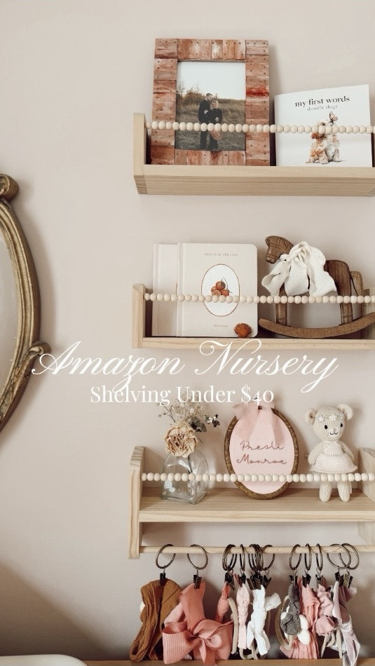 Affordable nursery shelving we used in the nursery. It also works as a bow holder for a little girl!!

#LTKBaby #LTKKids #LTKHome