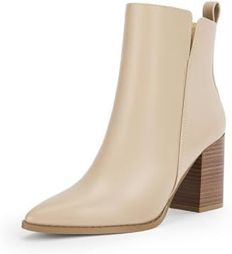 Rilista Womens V Cutout Ankle Boots Pointed Toe Chunky Block Stacked Heel Booties Side Zipper Sho... | Amazon (US)