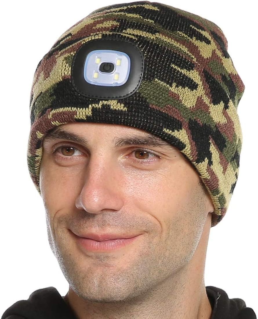 Attikee LED Lighted Beanie, Unisex Warm Knitted Hat, Rechargeable Headlamp Cap for Outdoors, Tech... | Amazon (US)