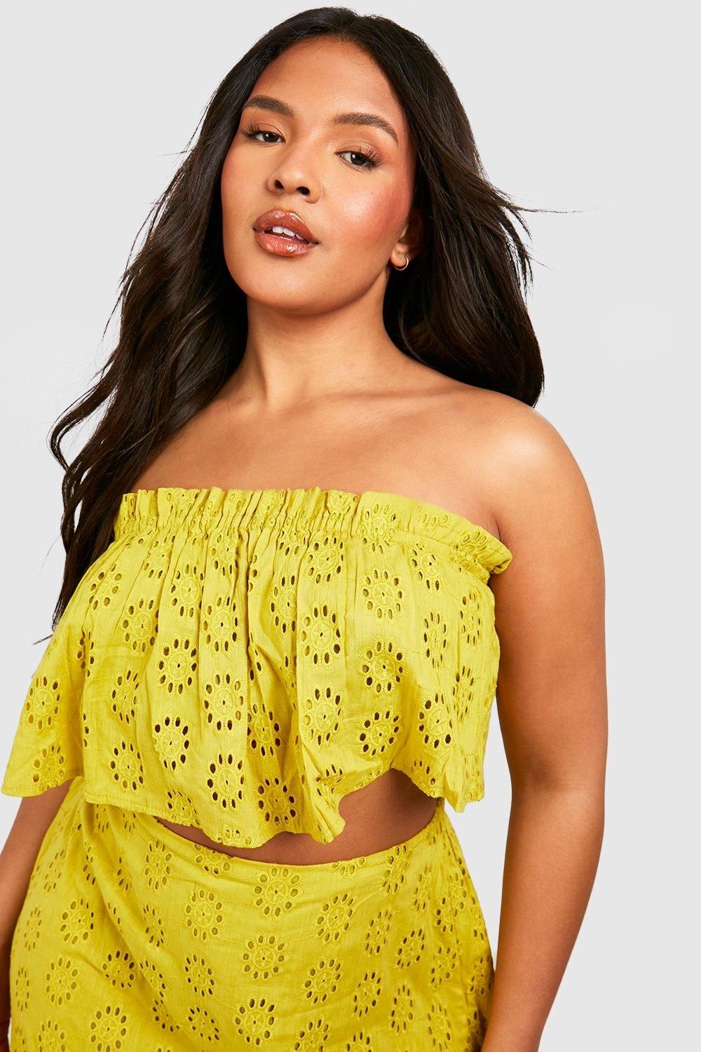 Plus Eyelet Off Shoulder Top & Maxi Skirt Two-Piece | boohoo (US & Canada)