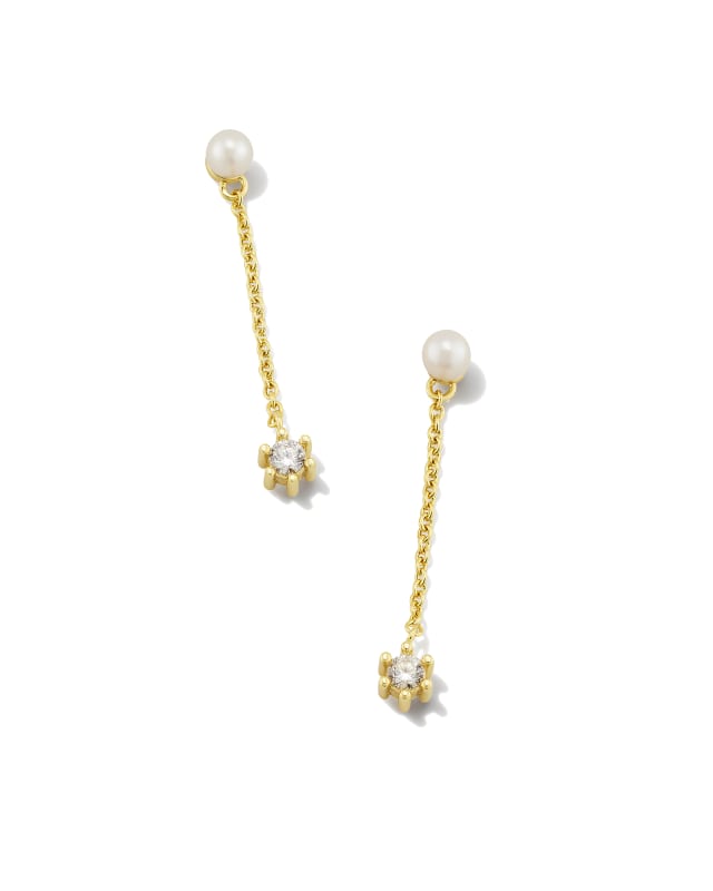 Leighton Gold Pearl Linear Earrings in White Pearl | Kendra Scott | Kendra Scott