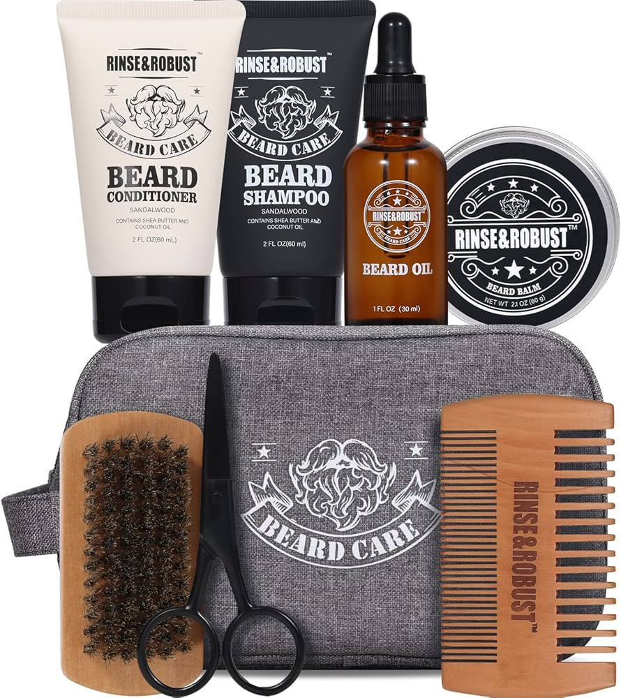 Rinse & Robust Beard Kit Beard Care Grooming for Men Beard Travel Set Christmas Gift Travelling B... | Amazon (US)