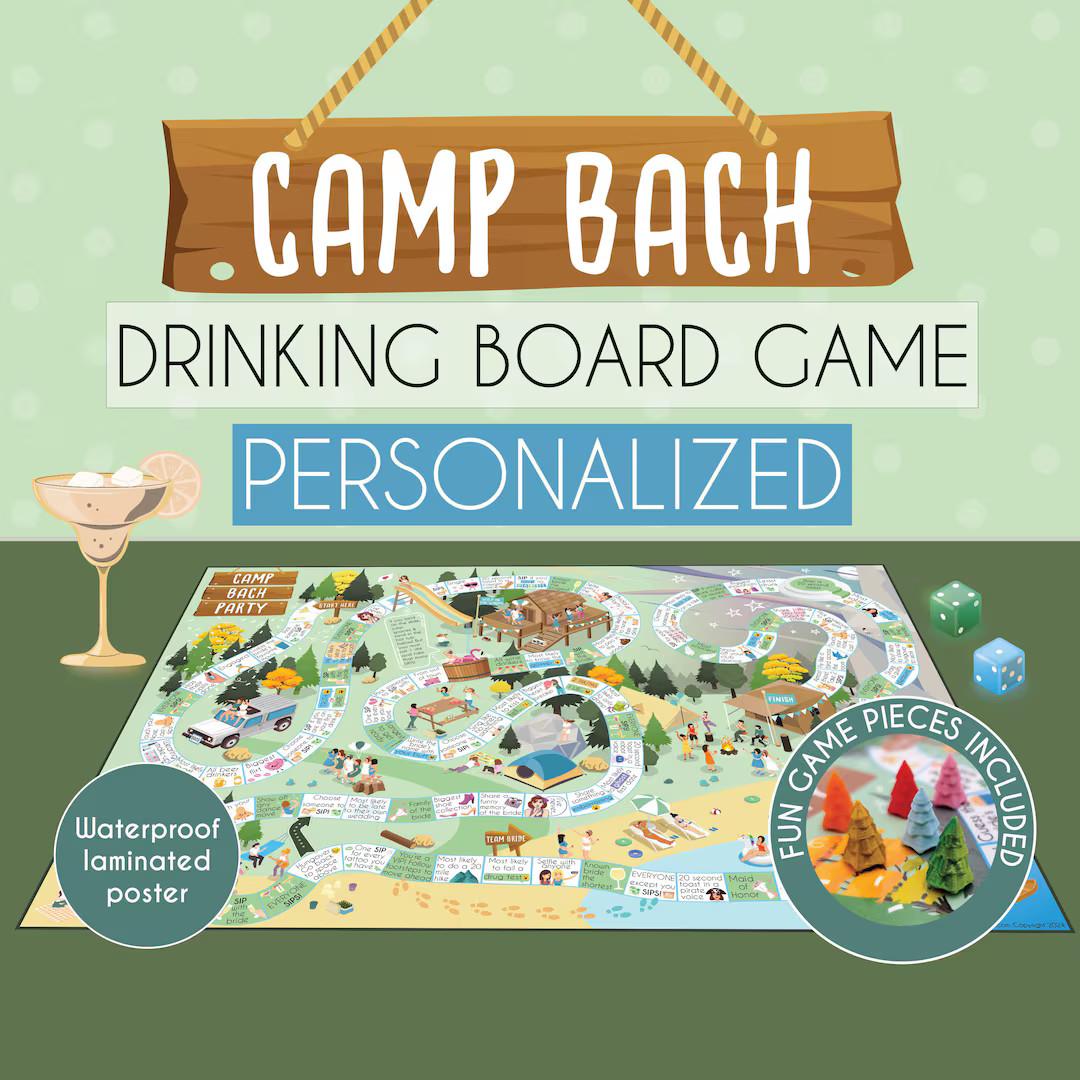 Camp Bachelorette Party Board Games, Hiking Mountain Camping Cabin Bach Party Favors, Girls Night... | Etsy (US)