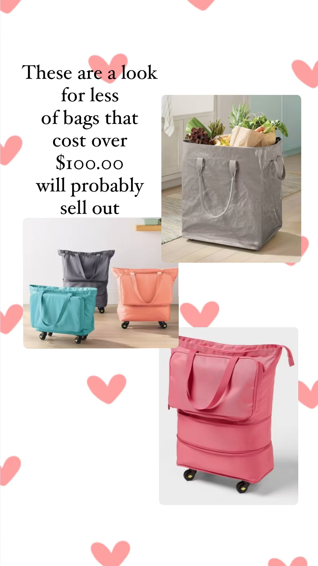 These are a look 
for less
of bags that 
cost over
$100.00
will probably 
sell out 


#LTKFindsUnder50 #LTKHome #LTKSpring