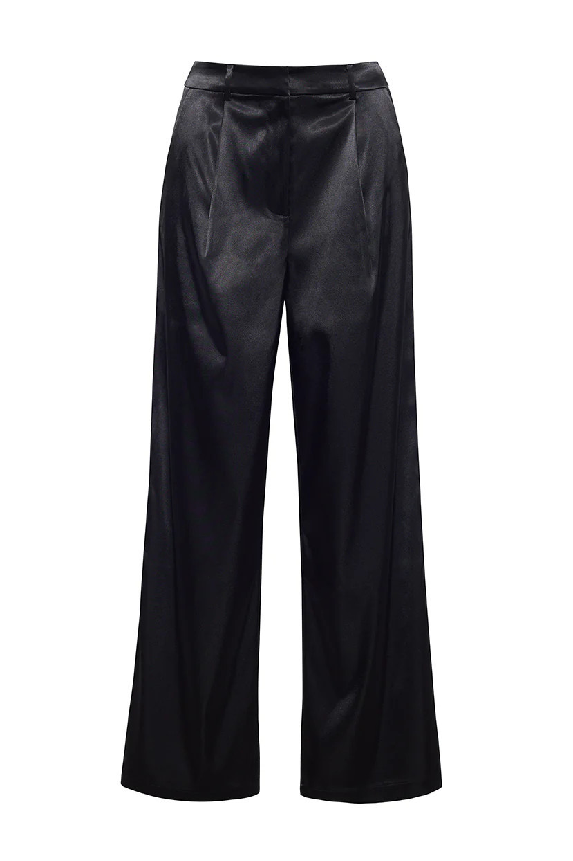 The Quinn Satin Pant | Black | The Burgess Collection