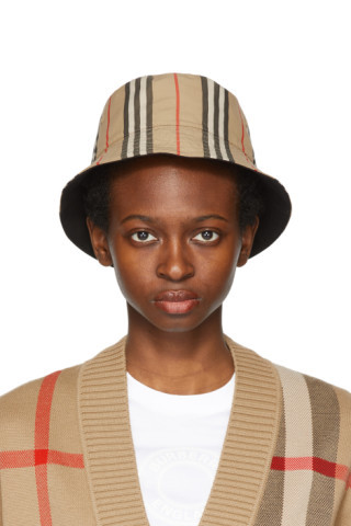 Burberry - Reversible Beige Icon Stripe Bucket Hat | SSENSE