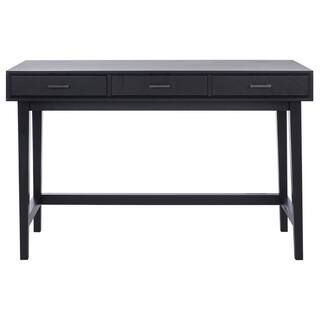Hawthorn 47.3 in. Rectangular Black Wood 3-Drawer Writing Desk | The Home Depot