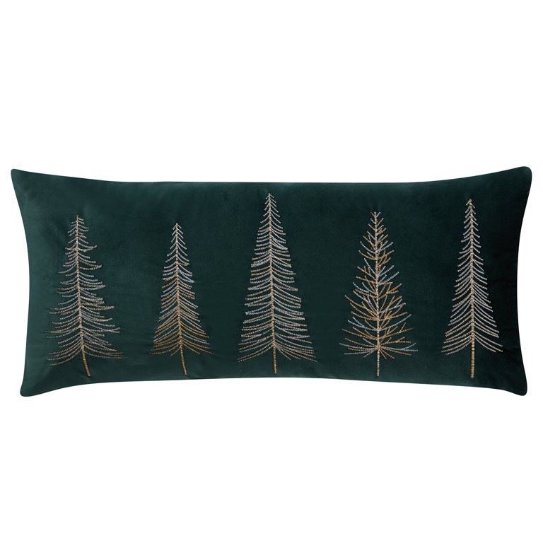 My Texas House Holiday Tree 12" x 28" Green Velvet Oblong Decorative Pillow (1 Count) | Walmart (US)