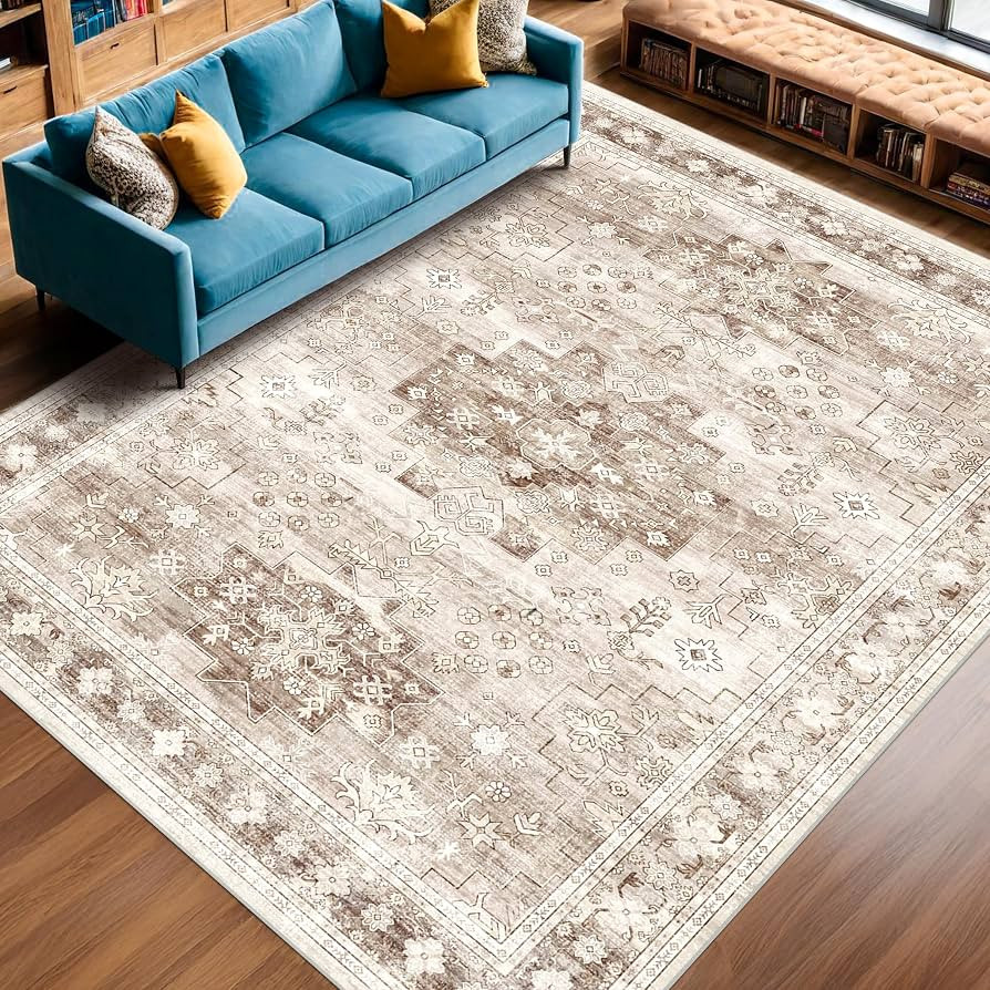 Washable Farmhouse Living Room Rug, 8x10 Area Rugs for Bedroom, Dining Room Under Table Carpet, K... | Amazon (US)