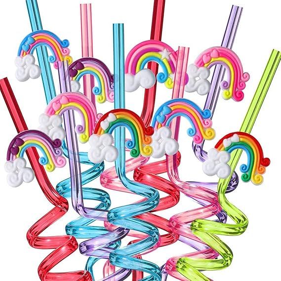 Reusable Rainbow Drinking Plastic Straws25 and 2 Cleaning Brush, unicorn Party Supplies, Birthday... | Amazon (US)