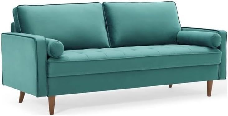 Modway Valour Sofa Performance Velvet Upholstered Tufted, Teal | Amazon (US)