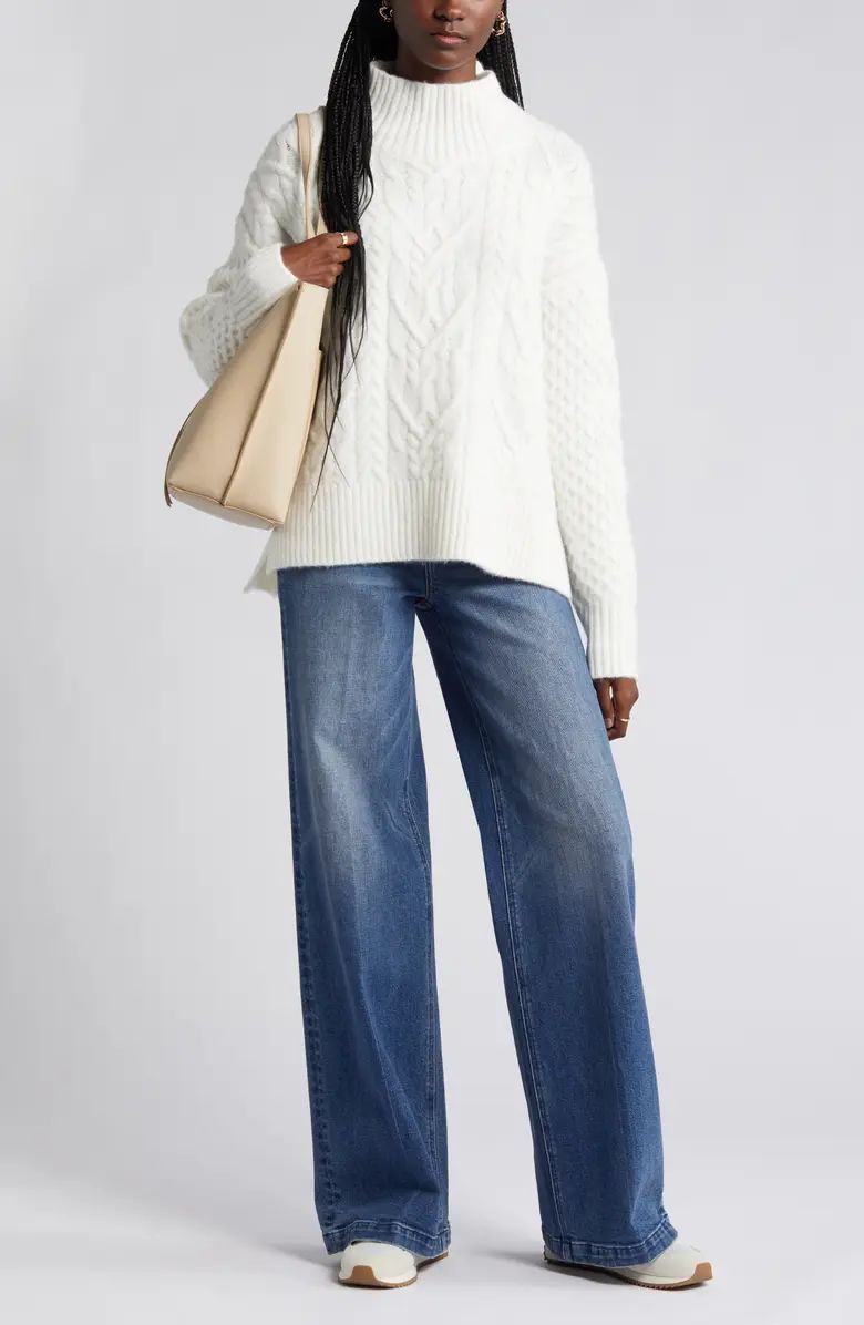 Mock Neck Cable Knit Sweater | Nordstrom