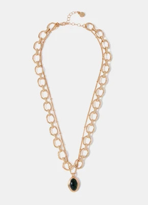 Gold Tone Layered Resin Pendant Necklace | Mint Velvet