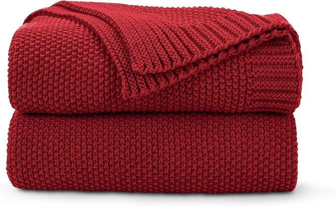 CozeCube Christmas Red Throw Blanket for Couch, Soft Cozy Cable Knit Throw for Bed Sofa Living Ro... | Amazon (US)