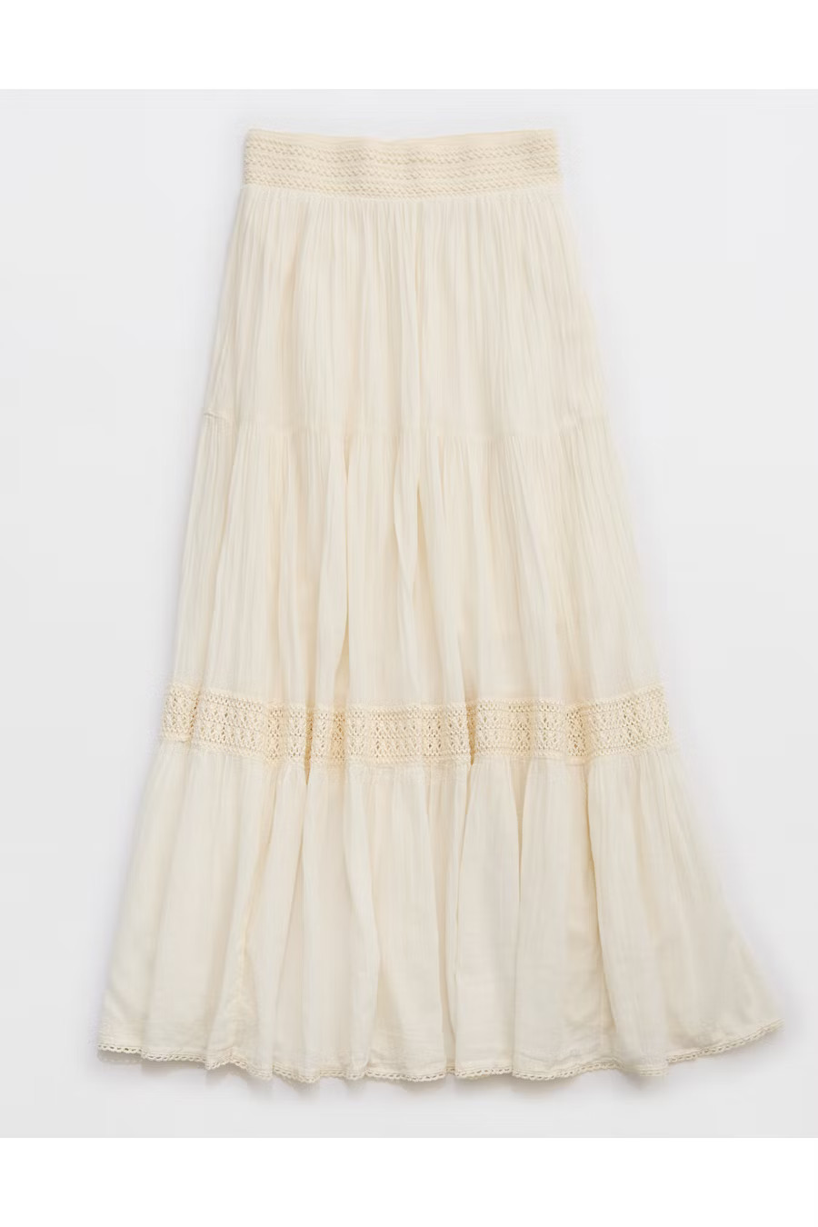 Aerie Crochet The Day Maxi Skirt Women's Natural M | Aerie