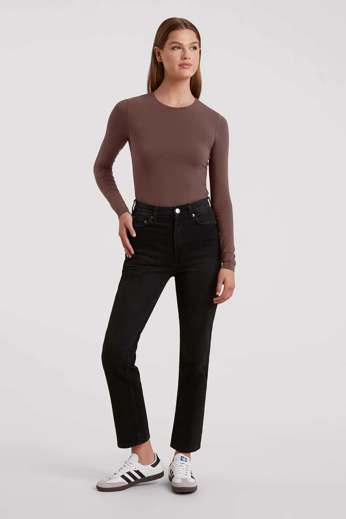Cotton Stretch
      
    
  
  Long Sleeve Crewneck Bodysuit | nuuds