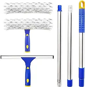 ITTAHO Squeegee for Window Cleaning,12"Squeegee and 11"Microfiber Scrubber Combi with Stainless S... | Amazon (US)