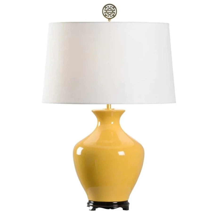 Mustard Yellow Chinoiserie Style Table Lamp with Shade | The Well Appointed House, LLC