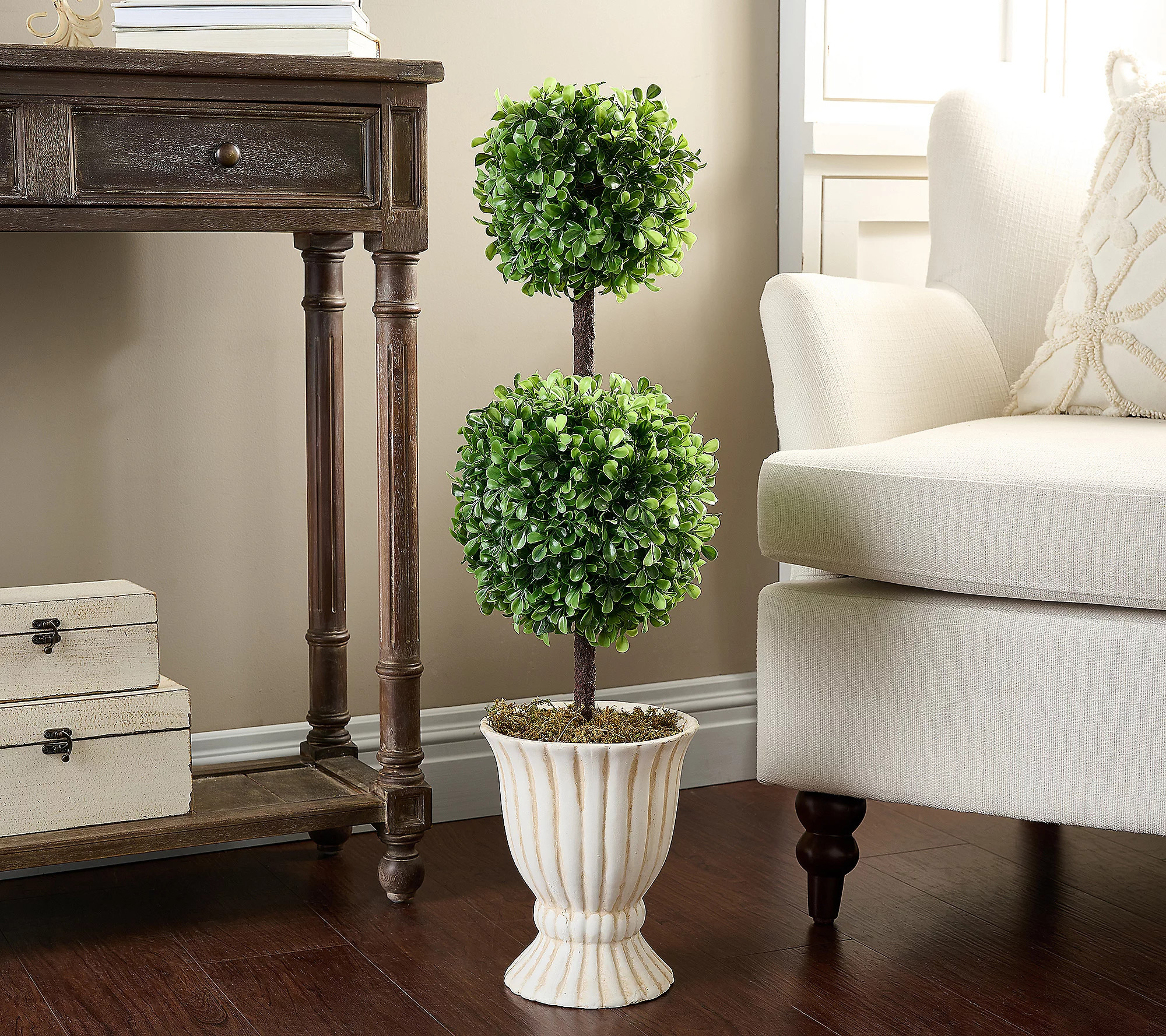 As Is Garden Reflections 32"" 2-tier Faux Boxwood Topiary | QVC
