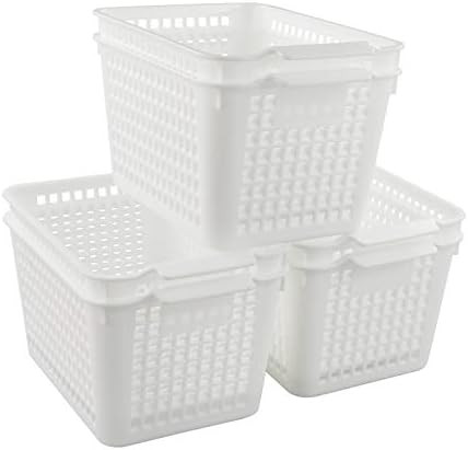 Kiddream Set of 6 White Kitchen Storage Basket Plastic Pantry Basket Set | Amazon (US)