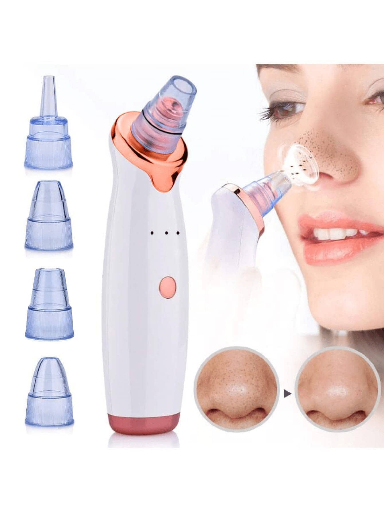 3-Speed Adjustable Electric Blackhead Remover, Facial Pore Cleaner, Rechargeable Whitehead Suction Device - 5 Suction Heads, Unisex, Daily Light Cleaning Tool, Great Gift For Valentine's Day, Mother's Day | SHEIN