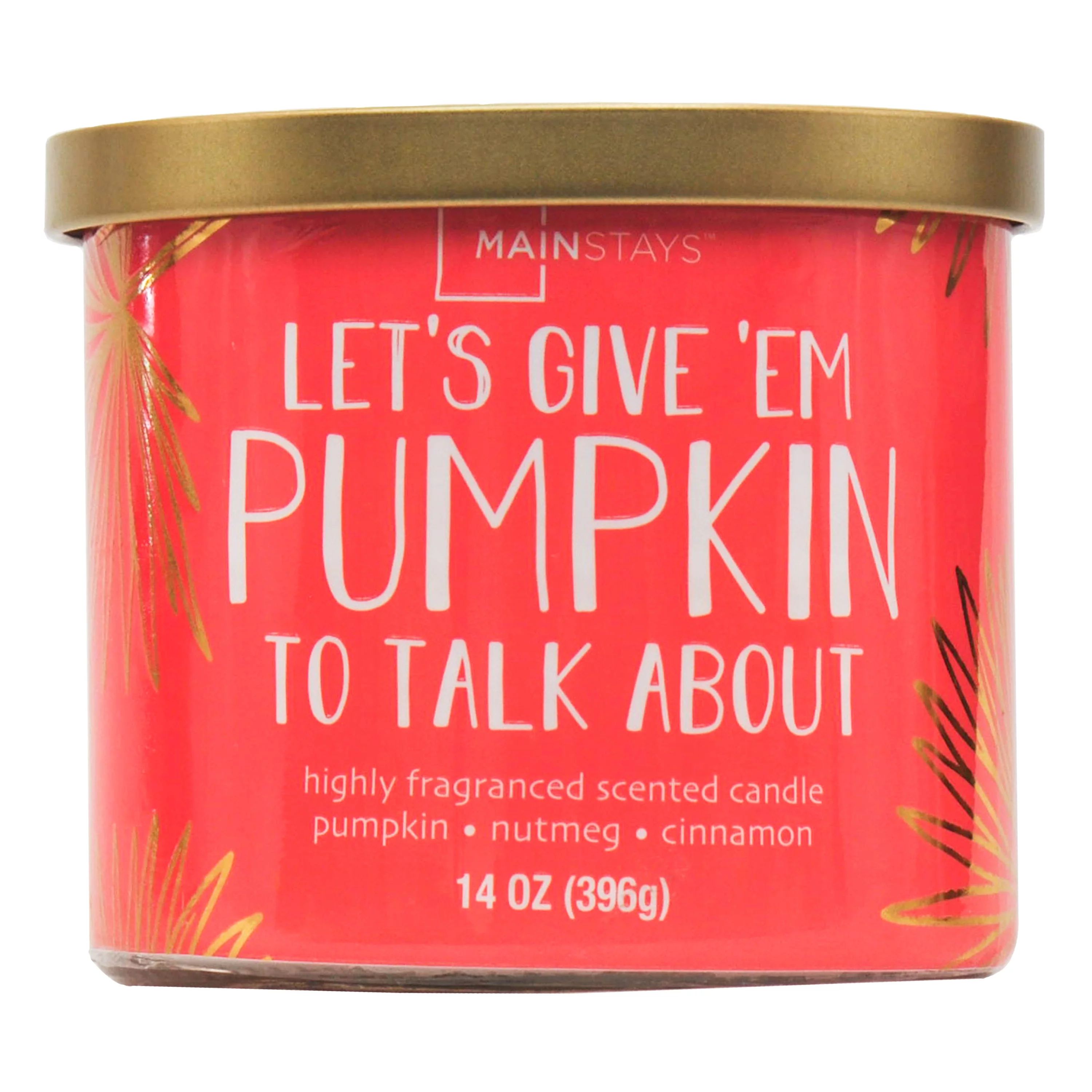 Mainstays 14 Ounce 3 Wick Candle Let's Give 'Em Pumpkin To Talk About Wrap - Walmart.com | Walmart (US)