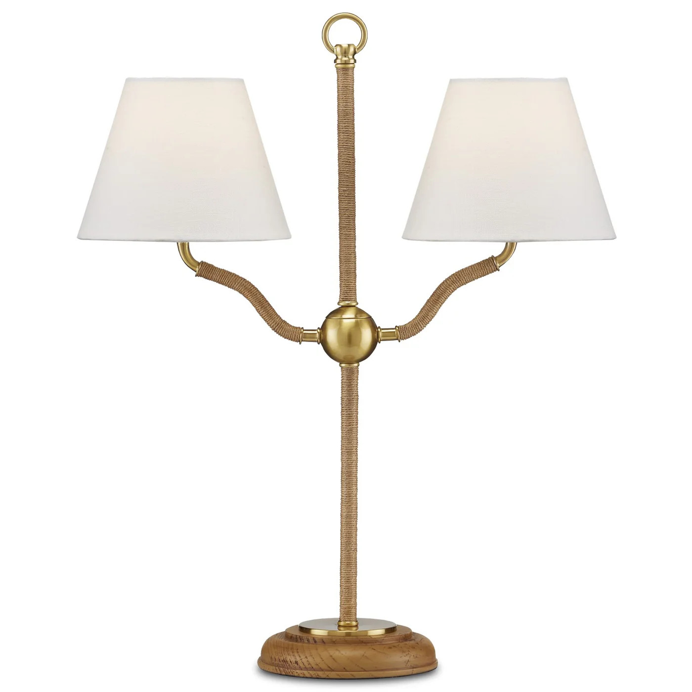 Sirocco Collection Two Light Desk Lamp Natural/Antique Brass | Lighting Design