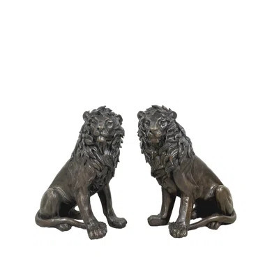 Bronze Small Sitting Lions Sculpture Set | Wayfair North America