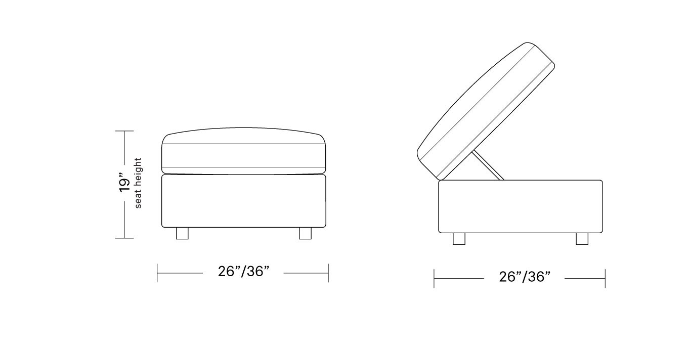 James Square Ottoman with Storage Option | Interior Define