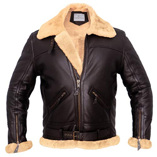 MARCO ENZOLANI B3 Bomber Jacket Aviator Real Shearling B3 Bomber Jacket Winter (RAF Noble House, 2XL) | Amazon (US)