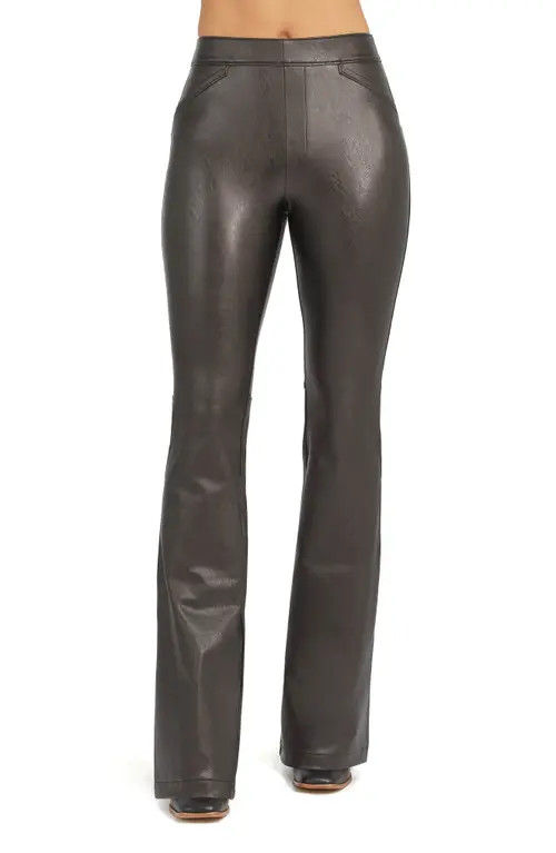 SPANX® Faux Leather Flare Leg Pull-On Pants in Luxe Black at Nordstrom, Size 2X | Nordstrom