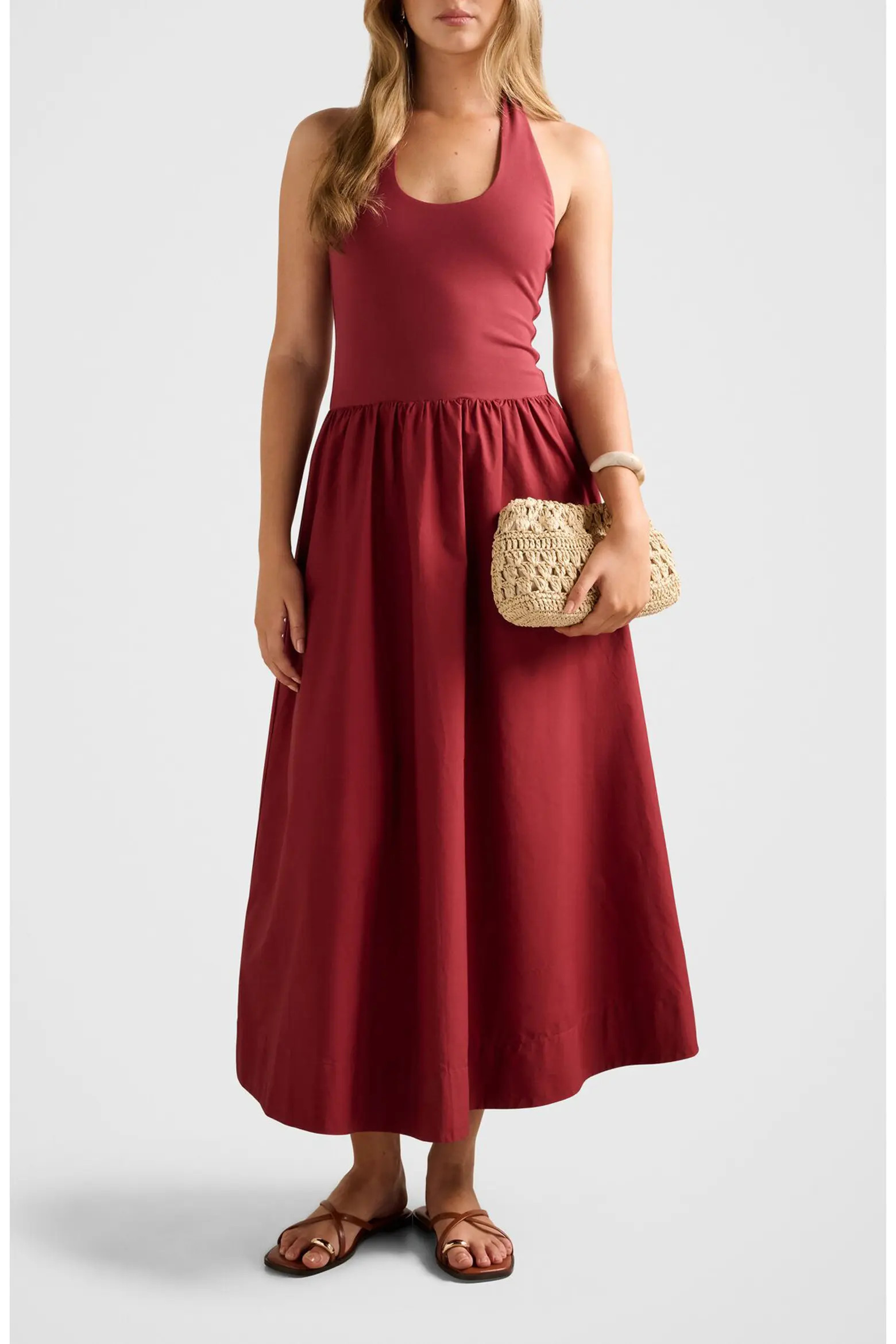 Margot Mixed Media Halter Neck Dress (Women) | Nordstrom | Nordstrom