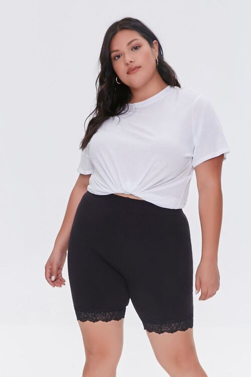 Plus Size Lace-Trim Biker Shorts | Forever 21 (US)