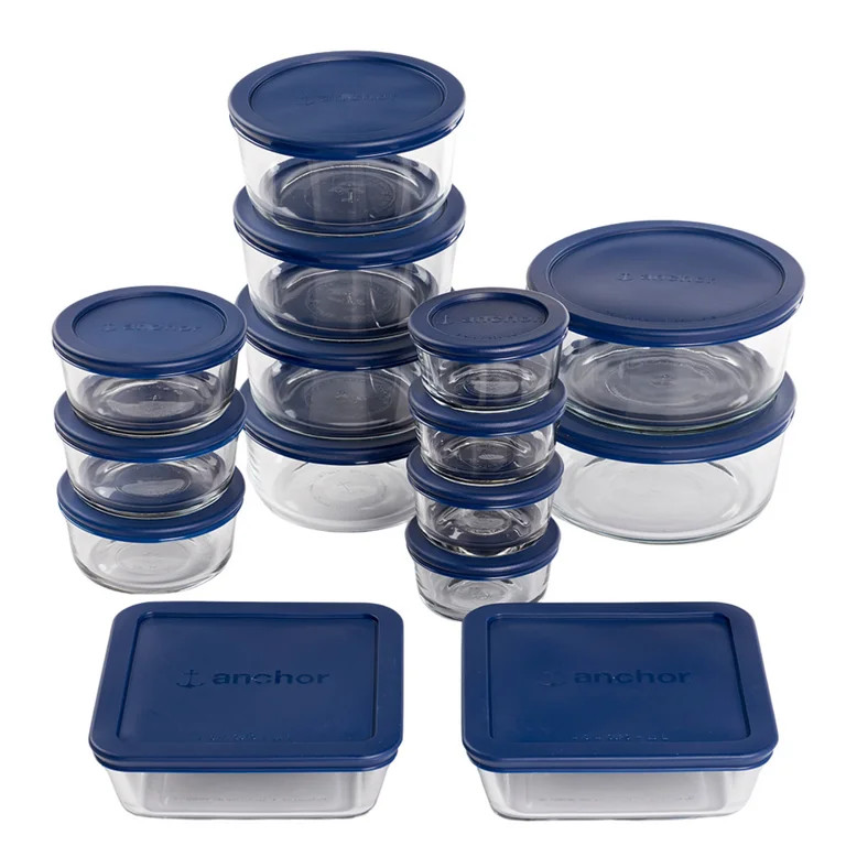 Anchor Hocking Glass Food Storage Containers with Lids, 30 Piece Set | Walmart (US)