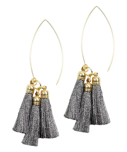 Grey Tassel Hoop Earring | Bourbon and Boweties