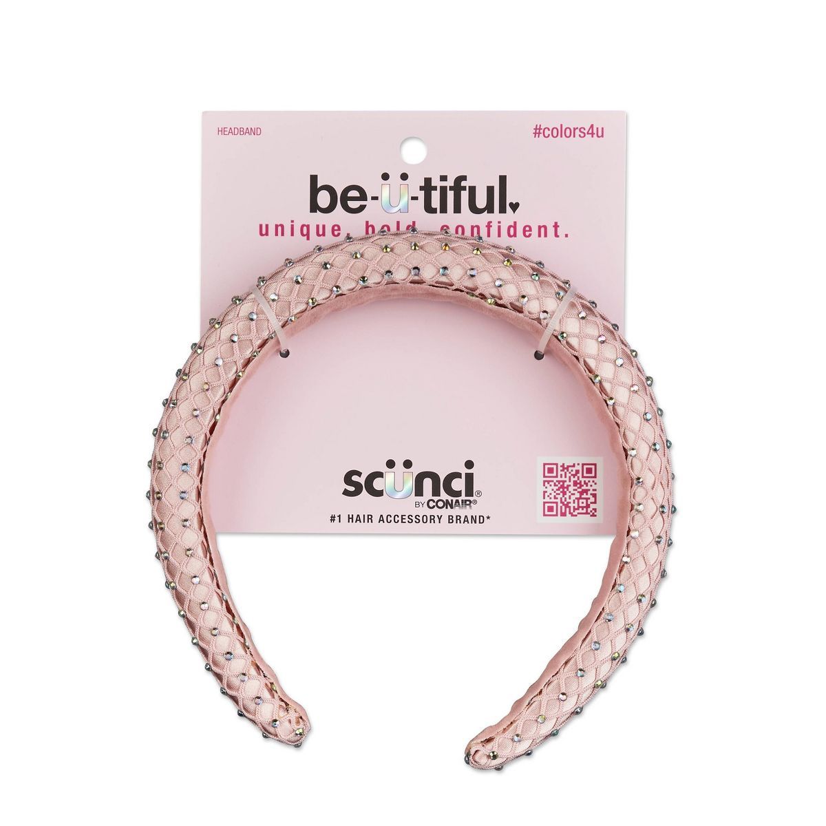 scünci be-ü-tiful Rhinestone and Mesh Embellished Padded Headband - Pink | Target