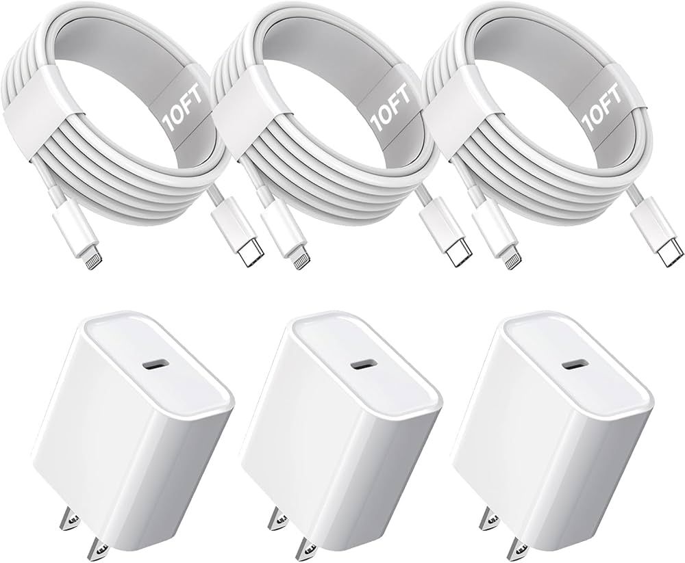 3Pack Extra Long 10FT iPhone Fast Charger,Apple Charger【Apple MFi Certified】Quick 10Foot U... | Amazon (US)