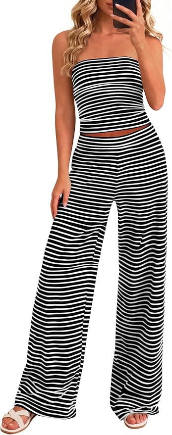 PRETTYGARDEN Two Piece Striped Sets for Women Summer Travel Outfits 2026 Spring Y2K Going Out Vac... | Amazon (US)