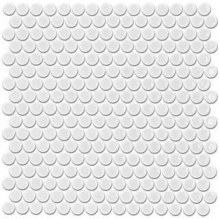 Bliss Penny White 3 in. x 0.24 in. Matte Porcelain Floor and Wall Mosaic Tile Sample | The Home Depot