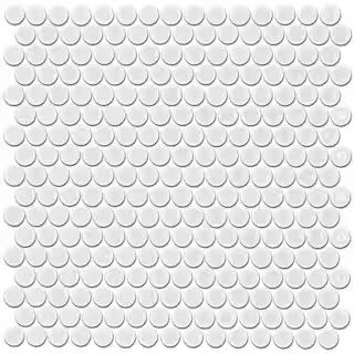 Bliss Penny White 3 in. x 0.24 in. Matte Porcelain Floor and Wall Mosaic Tile Sample | The Home Depot