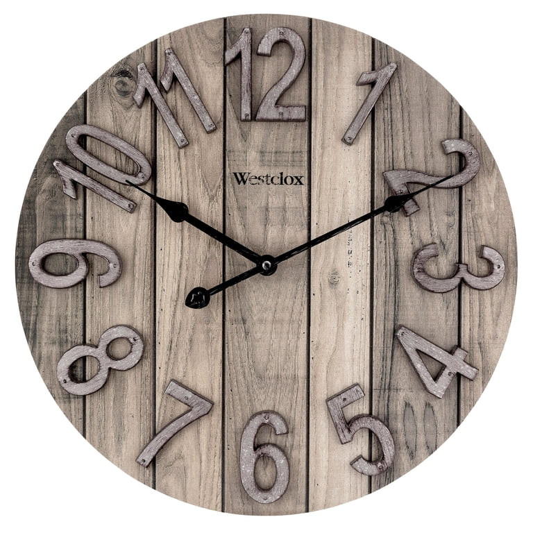 Westclox 15.5" Brown Farmhouse Style Wood Grain Analog QA Wall Clock with Raised Numbers - Walmar... | Walmart (US)
